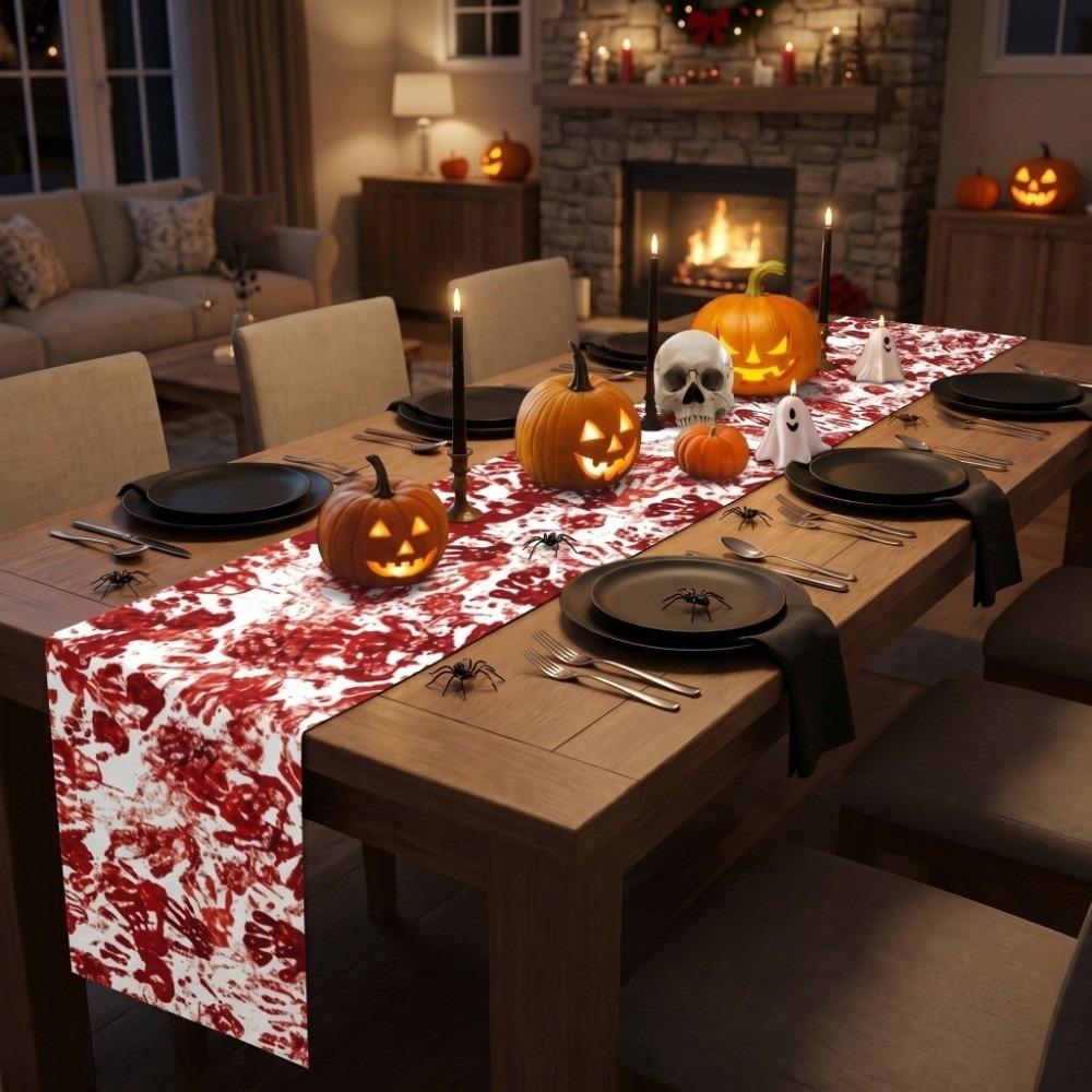 Bloody Halloween Decorative  Tablecloth Handprint Table Cover Scary Placemat  Halloween Party
