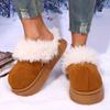 Мода 2025 Новые тапочки на толстой подошве с пушистым верхом Женские уличные Нескользящие Теплые Зимние тапочки Женские Удобные Хлопковые туфли Слипоны Женские