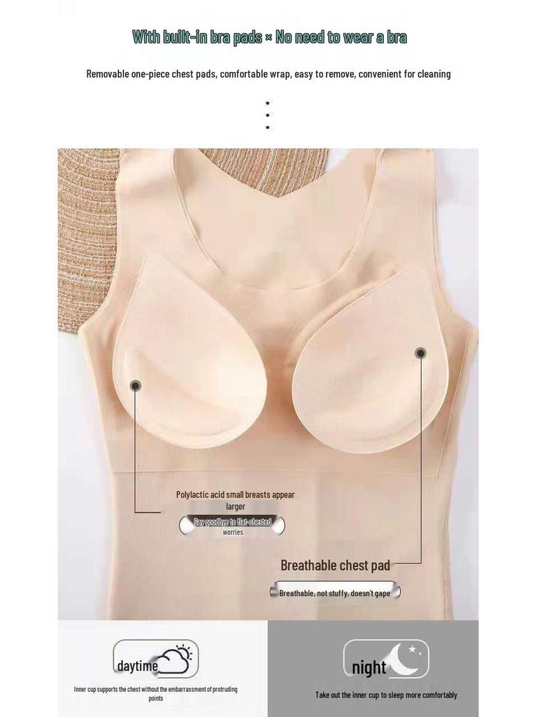 Postpartum Slimming Waist Trainer Bra Vest with Chest Pads and Anti-Hunchback Support