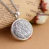 Ethnic Style Craved Flower Round Box Pendant Can Be Opened To Hold Photos Scripture Women 925 Silver Necklace Men Jewelry