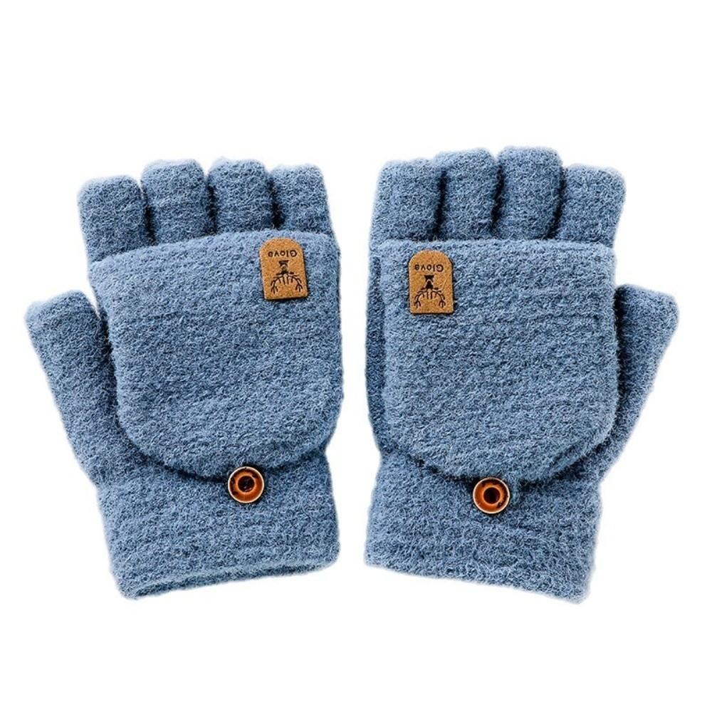 Warm Winter Knitted Gloves Thickened Writing Mittens Fashion Half Finger Mittens for Men
