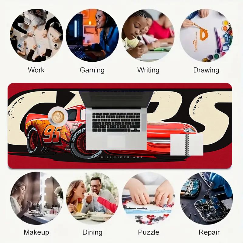 Cars Theme Xl Gaming Mouse Pad Nonslip Rubber Base Stitched Edge Waterproof Desk Mat For Pc Laptop Gamer Office Computer Accessories C929452