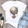 (Asian Size) Tee Top Woman Hot Balloon Travel Trend Cute 90s Female Short Sleeve Clothing Print Fashion Graphic T-shirts Women T Shirt