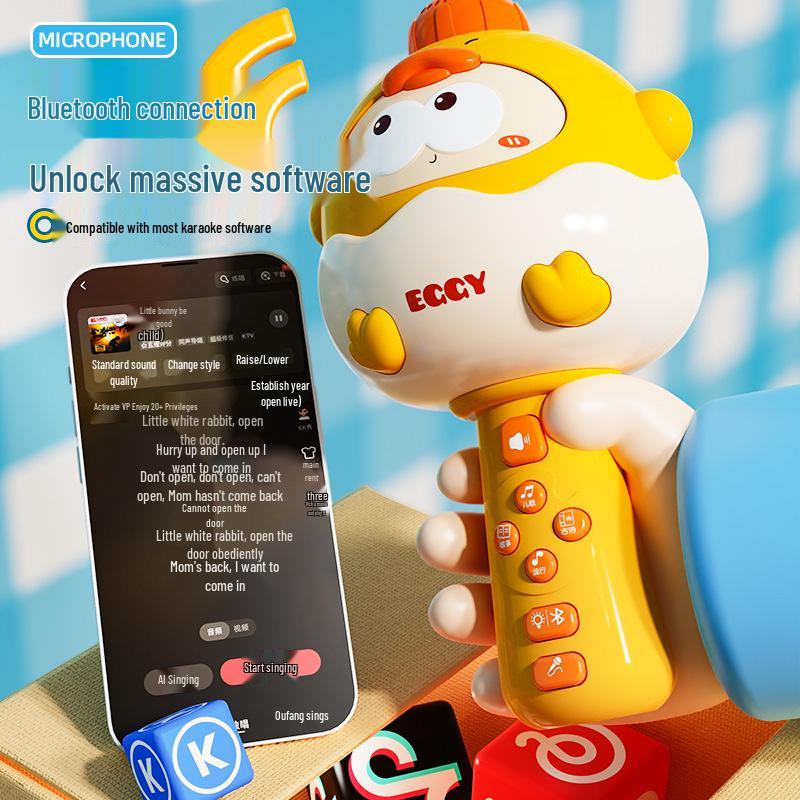 Мультяшный Bluetooth Караоке Микрофон и Динамик для Детей: Игрушка для пения и музыкального взаимодействия между родителем и ребенком