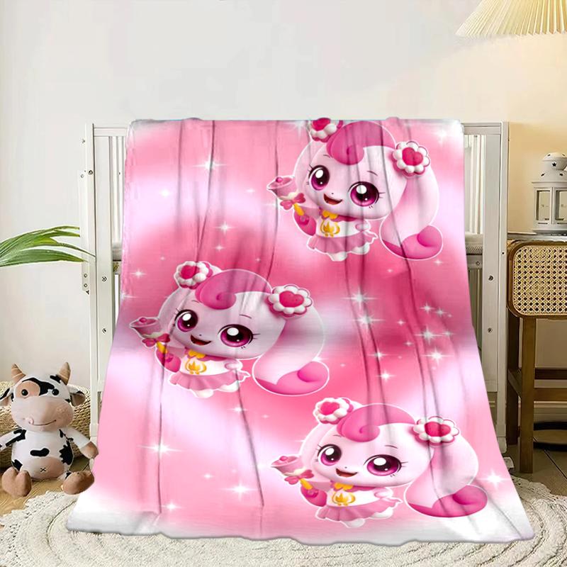Pink Heartsping Fantasy World Blanket Flannel Blanket for bed, sofa, Camping, Hiking, Picnic Essentials, gift for family Fan gifts