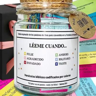Банка со стихами из Библии Молитва из Священного Писания на испанском языке Надежда Украшение банки со стихами из Библии Позитивное мышление Эмоциональная поддержка Молитва из Священного Писания