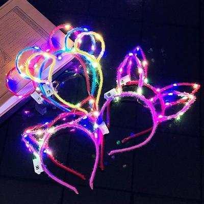 Корона светящиеся кошачьи ушки ободок для волос концертная поддержка украшение светодиодные кроличьи уши повязка на голову светодиодная игрушка