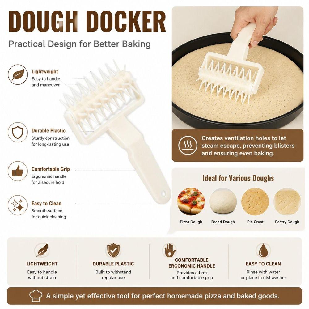 PP Pizza Dough Docker Spiked Rolling Head Pastry Roller Portable Cake Hole Punch Pie Crust