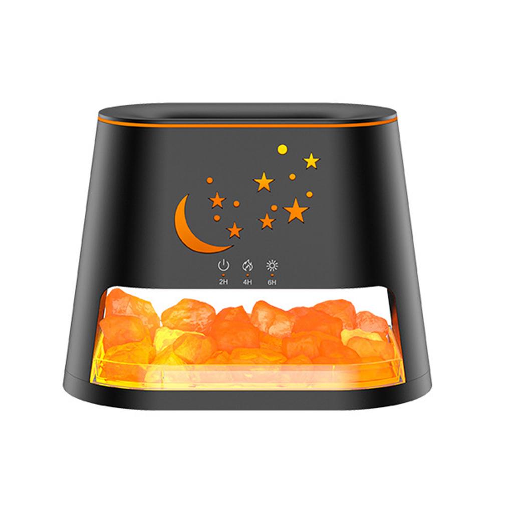 USB Salt Stone Flame Diffuser 3D Fire Effect Air Humidifier with 7 Color Lights for Home/Office Desktop