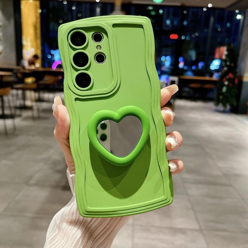 Милый Чехол-Зеркало Волна Сердце Любви для Samsung Galaxy S2 S24 S26 Ultra S23 S22 Plus S21 FE A A6 A16 A4 A3 A1 Крышка-Подставка