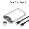 Прозрачный внешний корпус для 2,5-дюймового накопителя USB Type-C, корпус для HDD/SSD SATA-to-USB 5 Гбит/с, корпус для жесткого диска, поддержка для ПК, ноутбуков