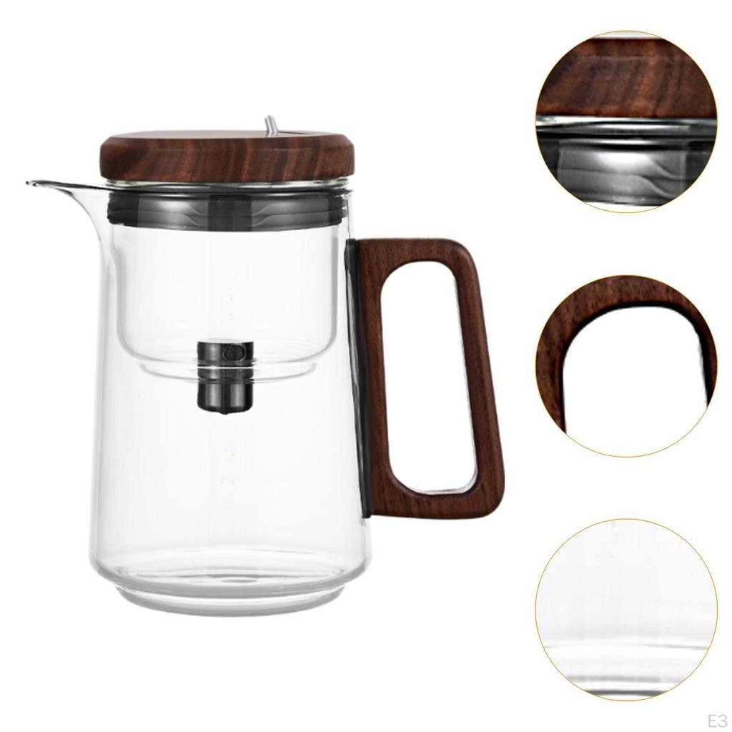 28oz/800ml Glass Teapot with Wooden Lid for Loose Leaf Tea Outdoor And Indoor Use