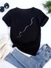O Neck Tshirt Comfortable Cute Love Heart Cat Print  Casual Short Sleeve Top Summer Women's Clothing Cartoon Streetwear