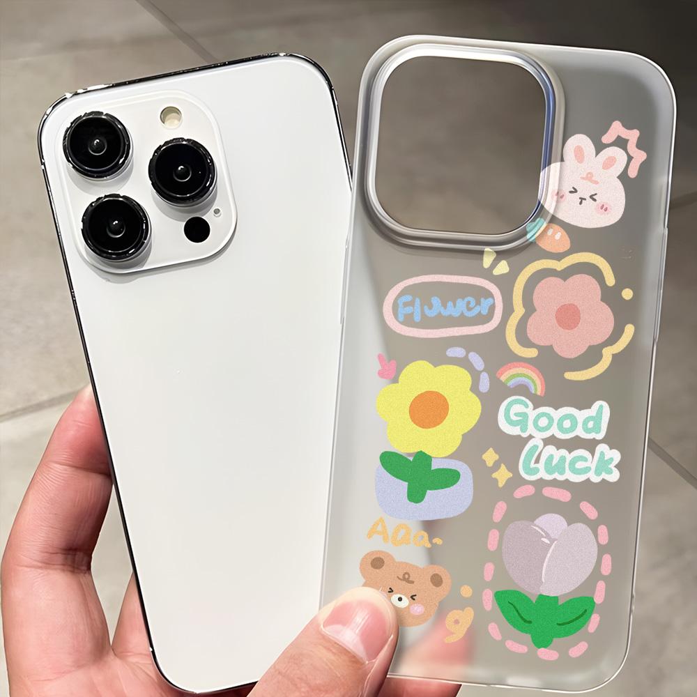 Чехлы для мобильных телефонов iPhone 11 13 15 Pro Max 12 14 Pro Max Чехол для iPhone 16 15 Plus 13 Pro 12 Матовая текстура с рисунком в виде мультяшных цветов