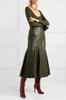 Elegant Real Lambskin Leather Green Skirt New Stylish Women's Handmade Designer Party