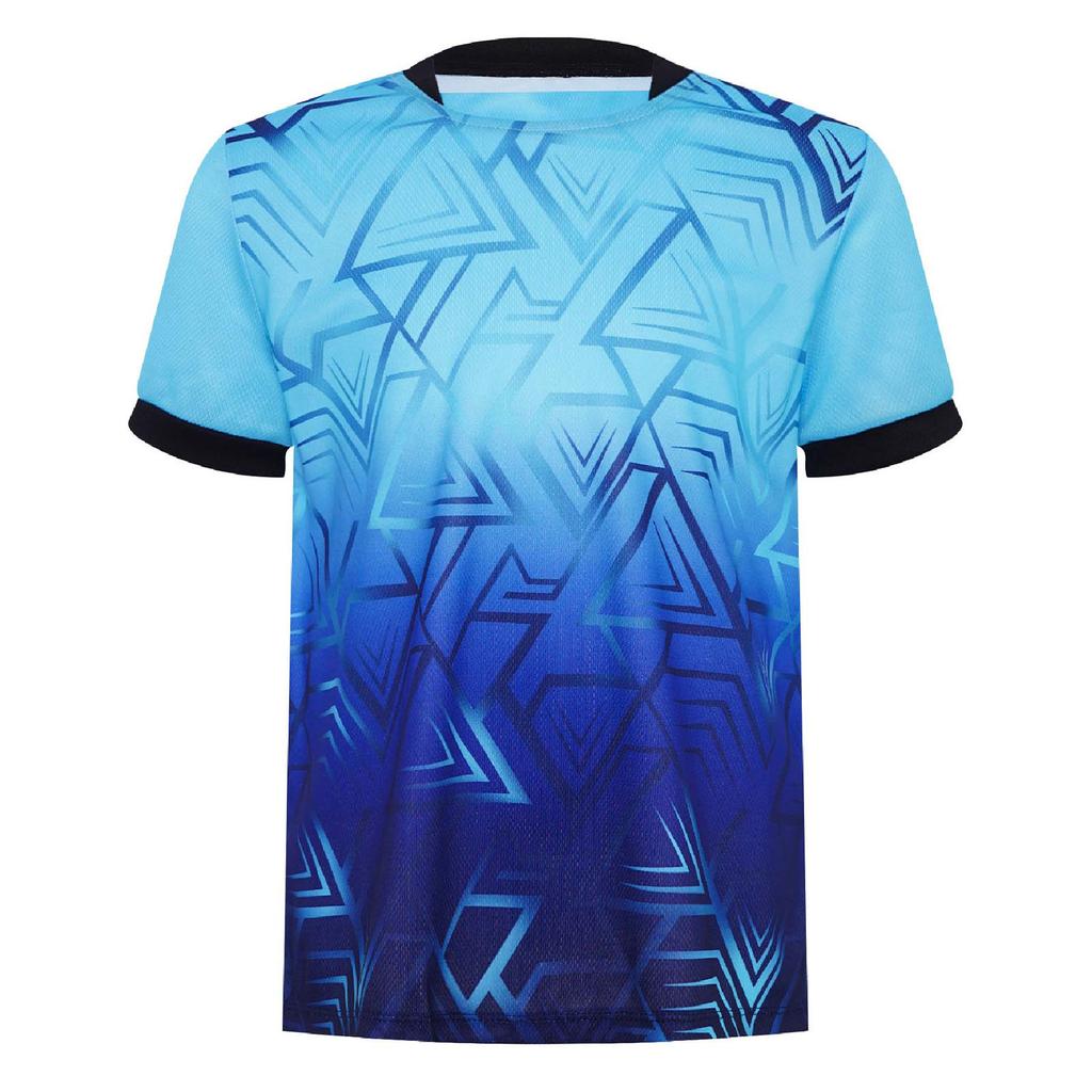 Boys Geometric Print Sports T Shirt Round Neck Short Sleeve Football Basketball Costume Top