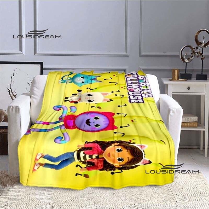 Cute Cartoon Gabby's Dollhouse Blanket Creative Flannel Fluffy Fleece Throw Blanket Children and Adult Gift Sofa Travel Camping