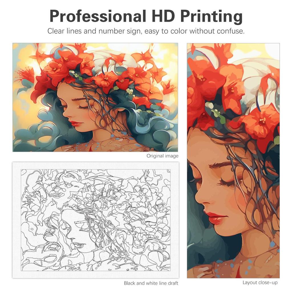Рамка «сделай сам», картина по номерам для стартового набора, женская мультяшная фигурка, изображение по номерам для взрослых, подарок «сделай сам», 40x50 см