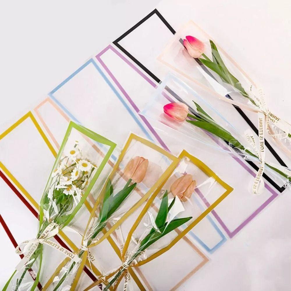 Multifunctional Single Bouquet Bag OPP Flower Wrapping Bag for 50pcs Mother's Day