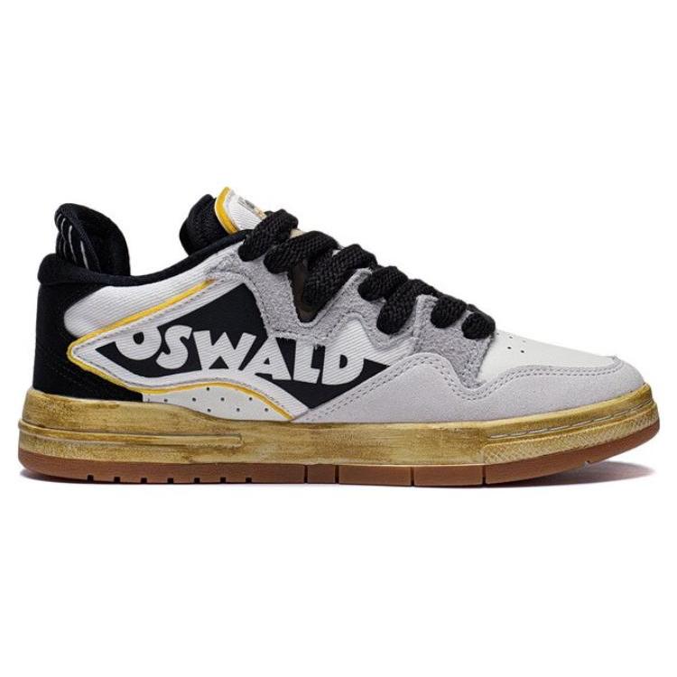 Disney x Li Ning Wave Pro OSWALD Износостойкие Дышащие Низкие Кеды для Скейтборда Женские Белый Черный AECT018-1