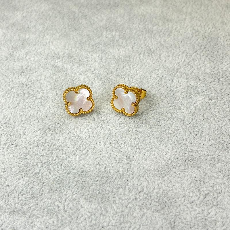 Премиальные серьги Feeling Clover из натуральной ракушки 13 мм, односторонние, простые, роскошные, модные серьги из титановой стали, без потери цвета, женские серьги