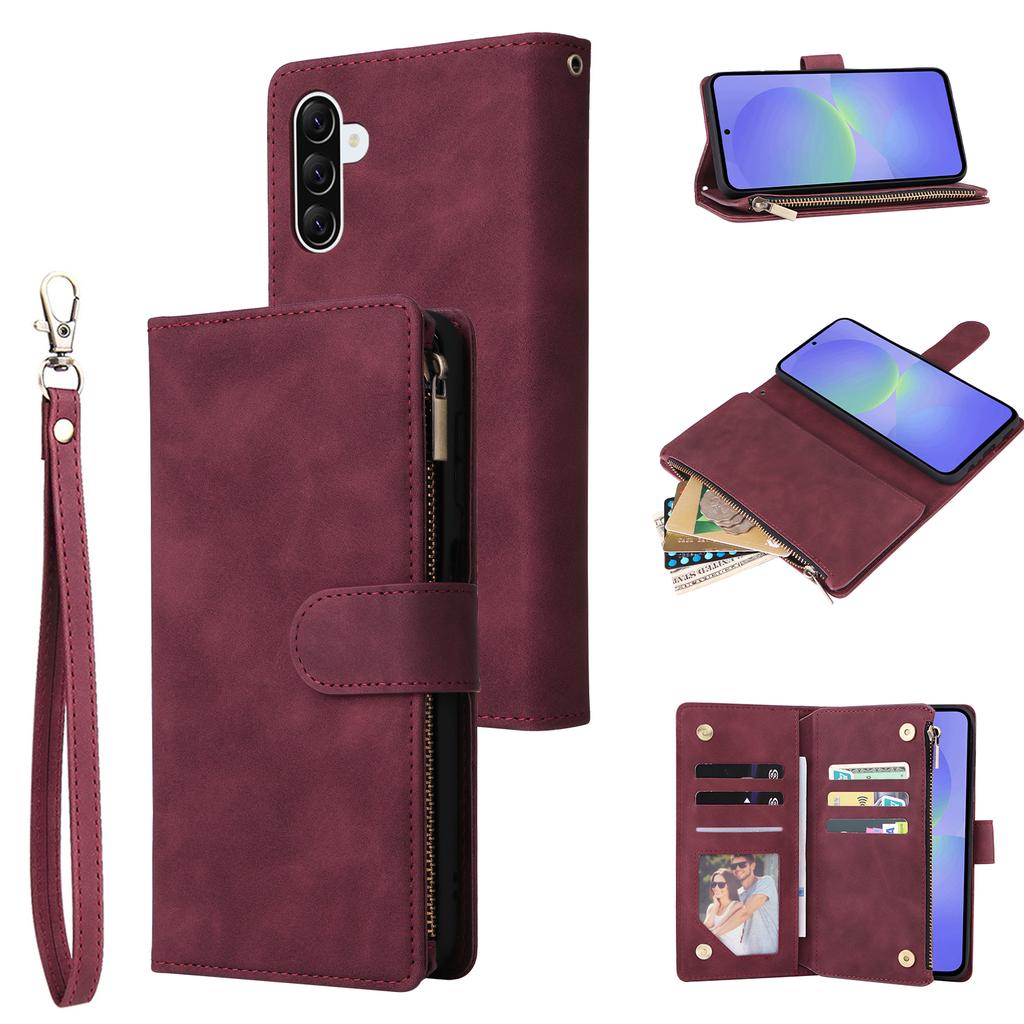 For Samsung Galaxy A36 5G Case Zipper Wallet Multiple Card Slots Leather Phone Cover