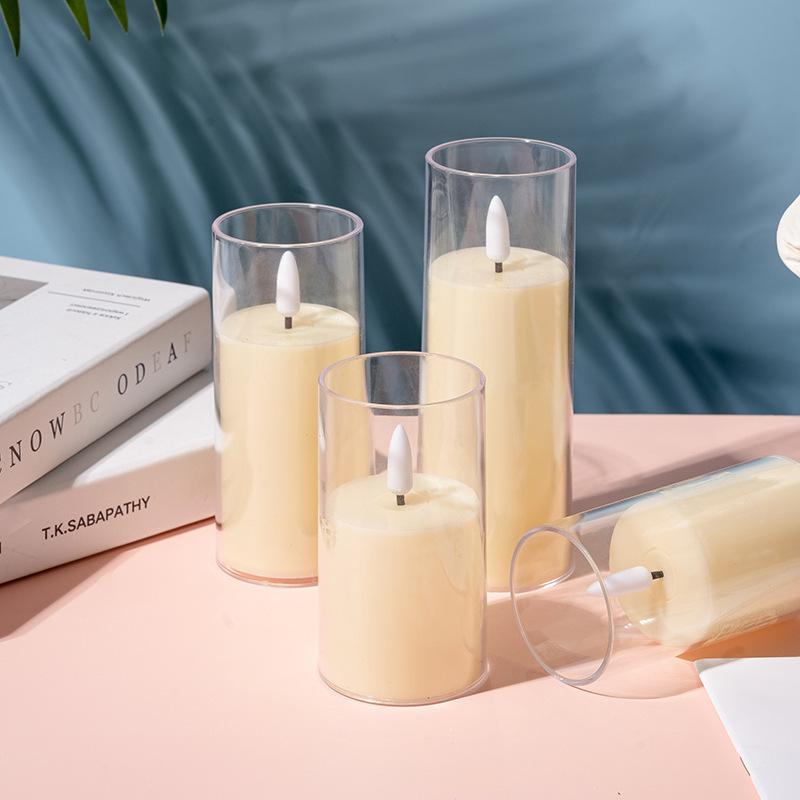 Светодиодные беспламенные свечи, имитация акриловой свечи, свадебная романтическая свеча, лампа с батареей, вечерние рождественские украшения для дома