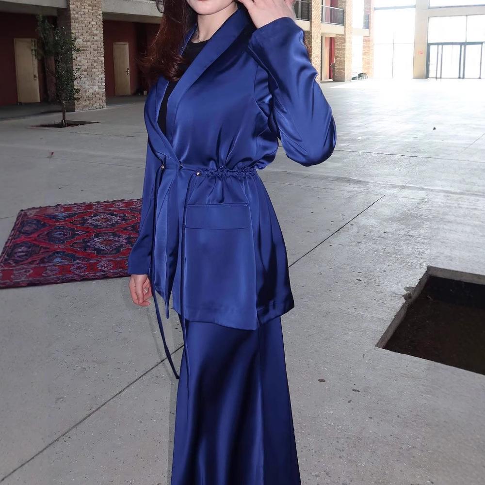 Женский осенний костюм в стиле легкой роскоши, однотонный - Европейский и американский стиль