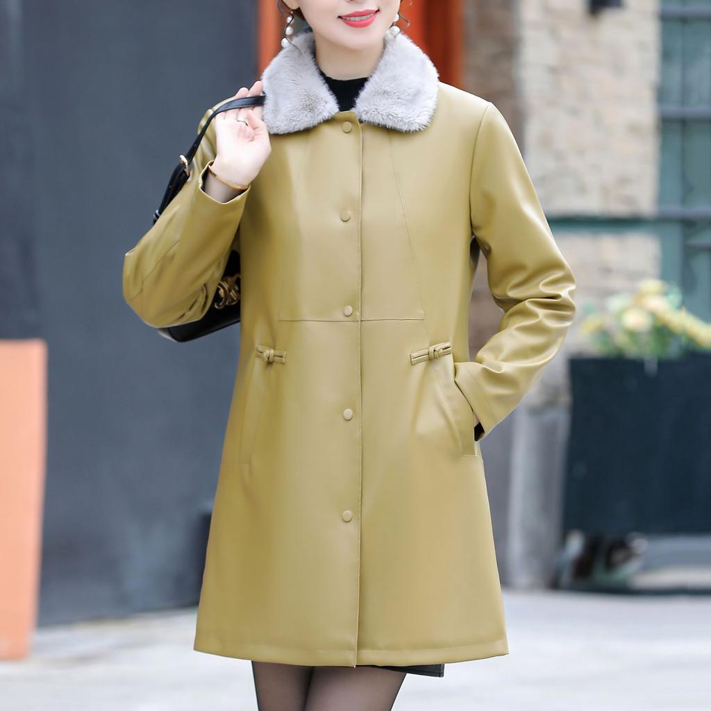 Женская шуба из толстого бархата для зимней моды, кожаная ветровка средней и длинной длины