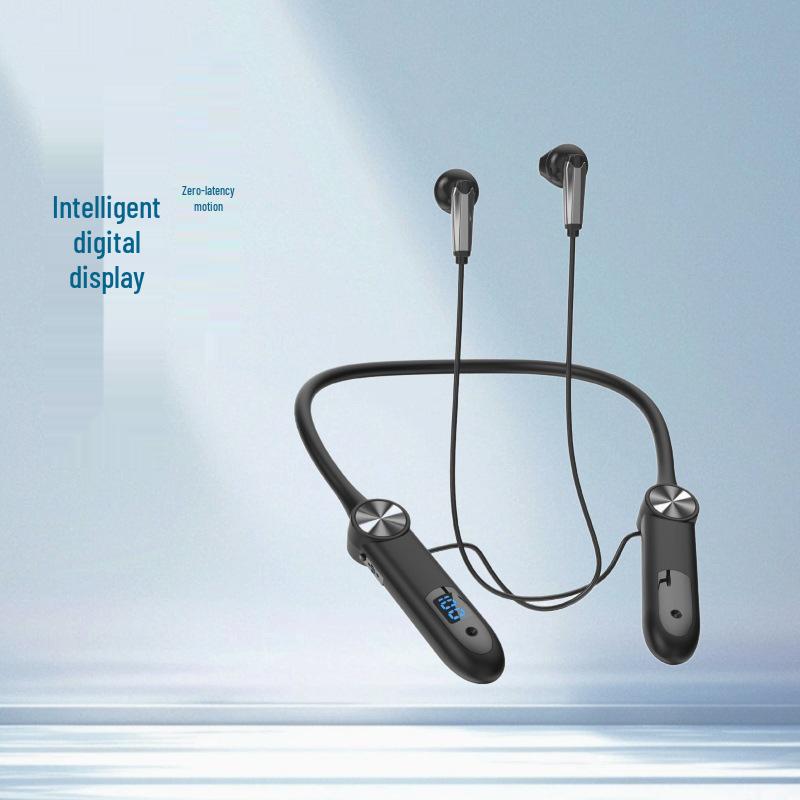 Bluetooth-наушники с шейным ободком, с длительным временем работы в режиме ожидания, двухканальные, спортивный дизайн внутриканального типа и цифровым дисплеем.