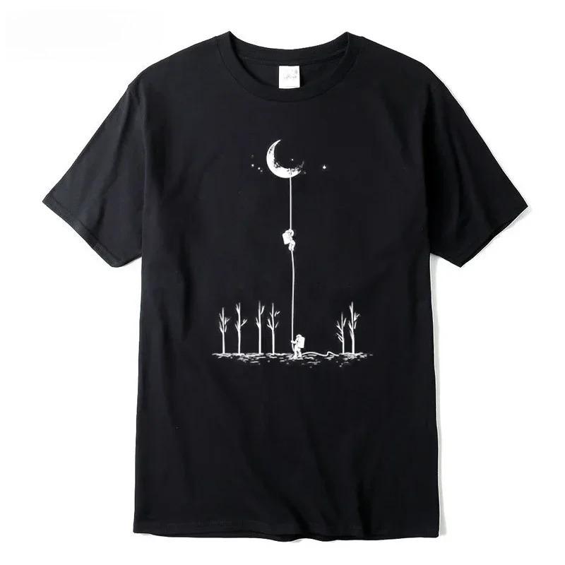 Летняя мужская высококачественная футболка из 100% хлопка, прохладная и забавная, с принтом космонавта, повседневная, свободного кроя, с круглым вырезом, хип-хоп, с коротким рукавом