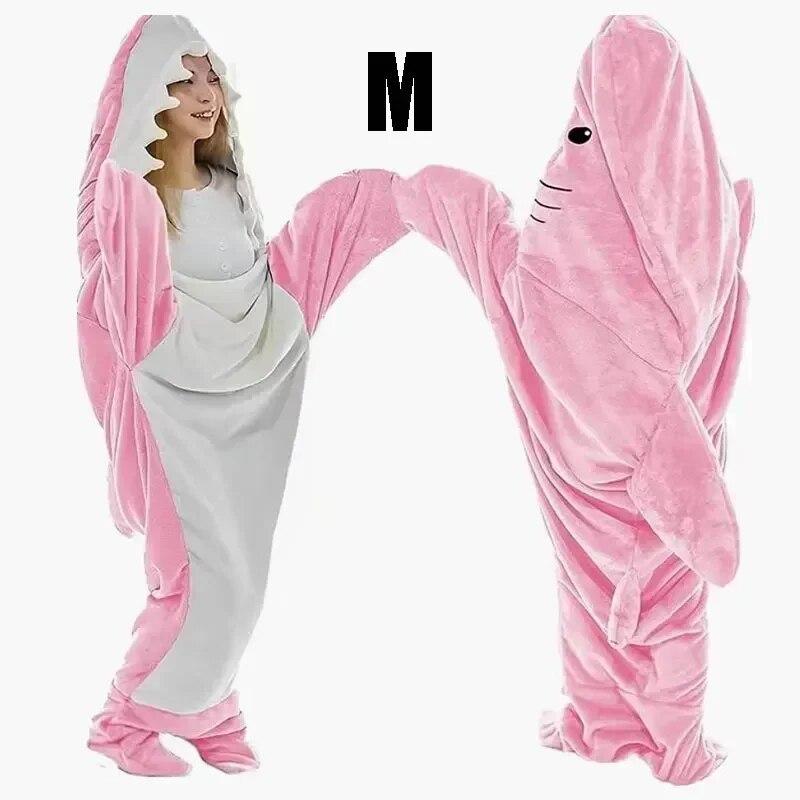 Одеяло с изображением акулы, толстовка, женский комбинезон кигуруми, детский теплый фланелевый комбинезон с капюшоном для родителей, забавная домашняя одежда, комбинезон с акулой, спальный мешок