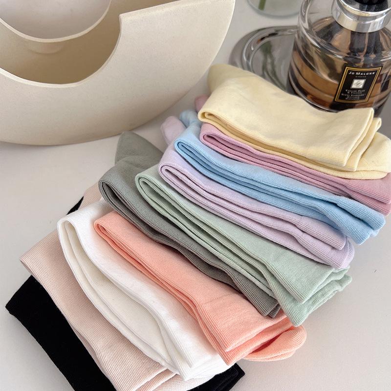 Женские носки из высокоэластичного хлопка - Не сдавливающие, Мягкие, Не скатывающиеся, Цвета макарон, Универсальная и удобная посадка