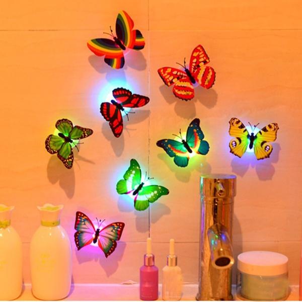 Изменение цвета Симпатичные бабочки LED Night Light Home Room Desk Wall Decor