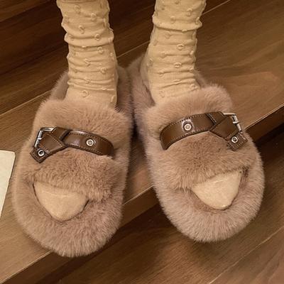 Модные балетки Пушистые женские тапочки Модная пряжка Осень Удобная обувь Леди 2025 Новый бренд Классическая обувь Повседневные Zapatillas Mujer