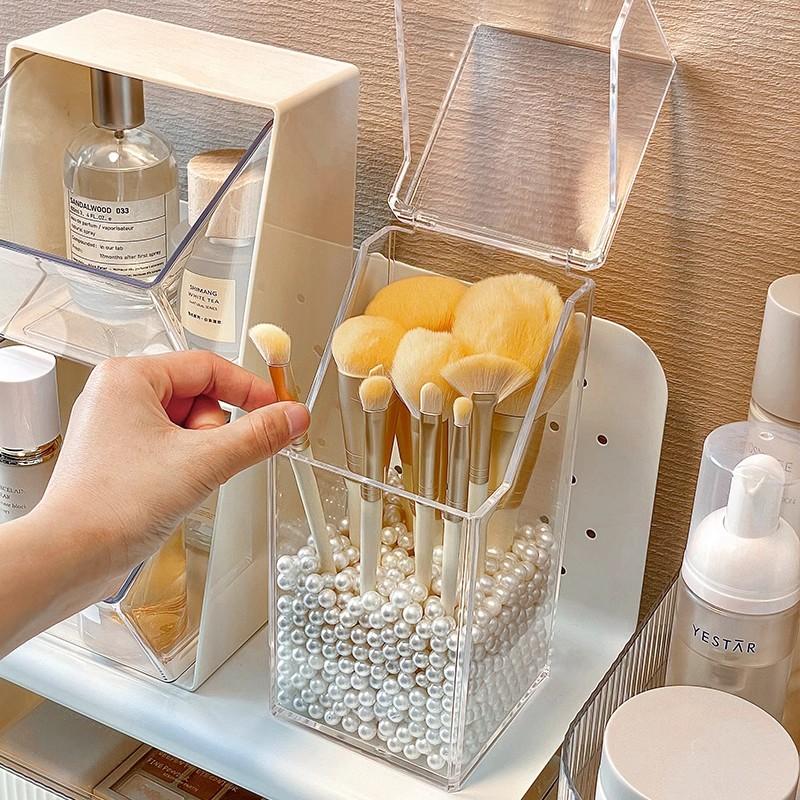 1 шт. коробка для хранения кистей для макияжа, простая и прозрачная многофункциональная подставка для хранения кистей для макияжа, простая, прочная и практичная