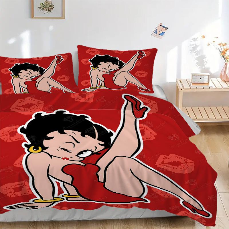 Betty Boop Dress Print 3Pcs Bedding Setduvet Cover With 2 Bedropillowcase Home Birthday Gift