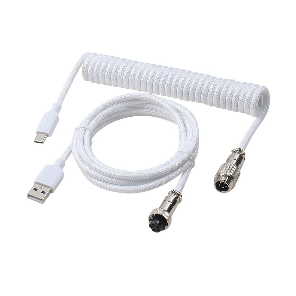 USB C Спиральный Игровой Кабель для Клавиатуры Металлический Авиаторский Провод
