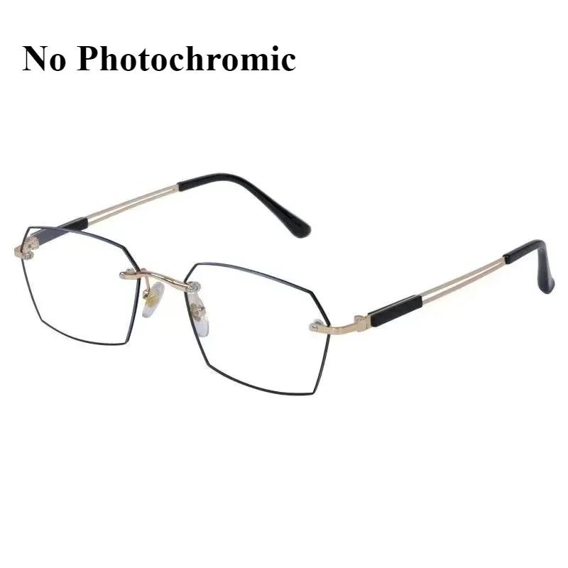 New Frameless Business Reading Glasses Photochromic Men'S High-Definition Anti Blue Light And Anti Fatigue Presbyopia Glasses