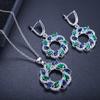 Round Zircon Chain Set, Earring Pendant Two-Piece Set, Color Retention, Multi-Color Optional