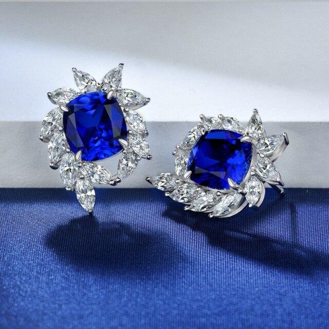 Серьги из стерлингового серебра S925, серьги-гвоздики для женщин, свадебные, дамские, роскошные, 10*11 мм, красные, высокоуглеродистые, бриллиантовые серьги, ювелирные изделия