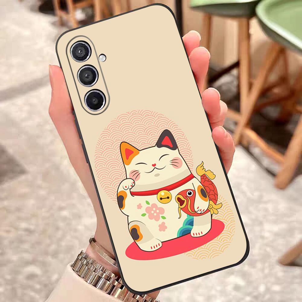 Lucky Money Cat Phone Case For Samsung S25 Edge 24 23 22 21 20 Ultra Plus Fe Galaxy A54 53 34 25 16 Silicon Cover