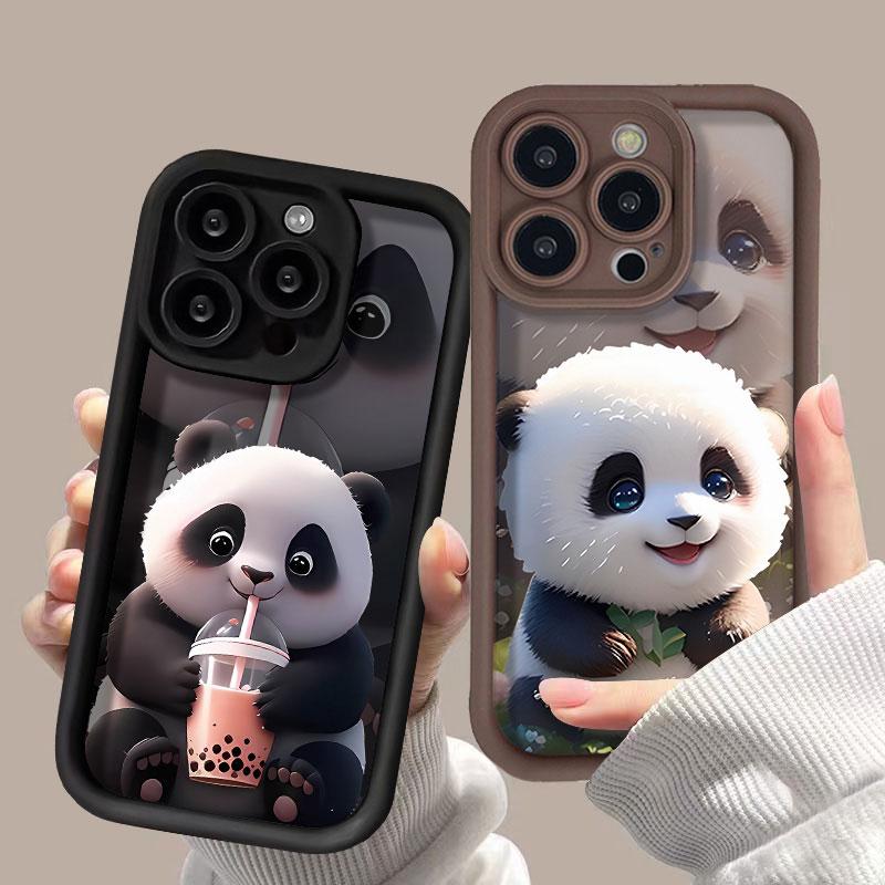 Милый силиконовый чехол для телефона с пандой для iPhone 11 13 16 Pro Max 15 14 12 XS X XR 7 8 Plus SE 16promax 15promax противоударный чехол Funda
