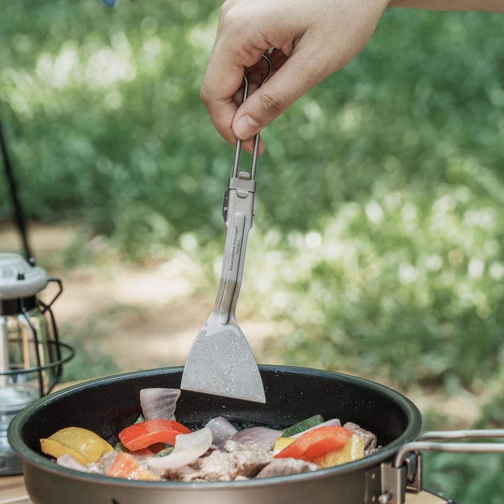 Boundless Voyage Титановая лопатка для и улицы Новая модель лопатки, 19,2 см, Складная, Устойчивая к ржавчине, Высокотемпературная, Легкая, 16 г, Барбекю,