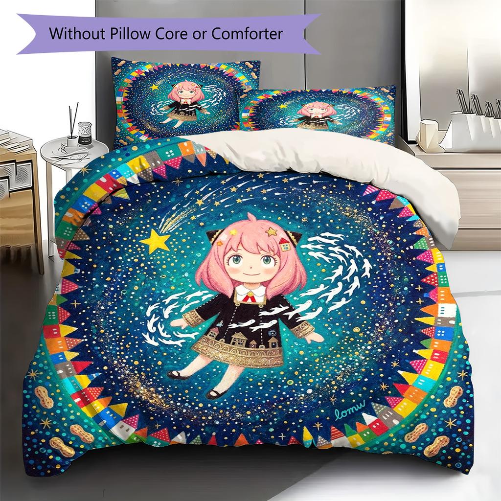 Anya Forger Pattern Bedding Quilt Set Quilt Cover Pillowcase Home Decoration Birthday Gift (1 * duvet cover + 2 * pillowcase, without core)