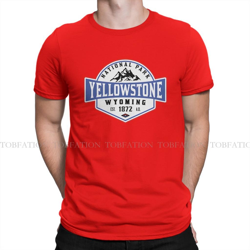 Yellowstone National Park Original Tshirts Wyoming Mountains Hiking Camping Hike Camp Print Homme T Shirt New Trend Clothing