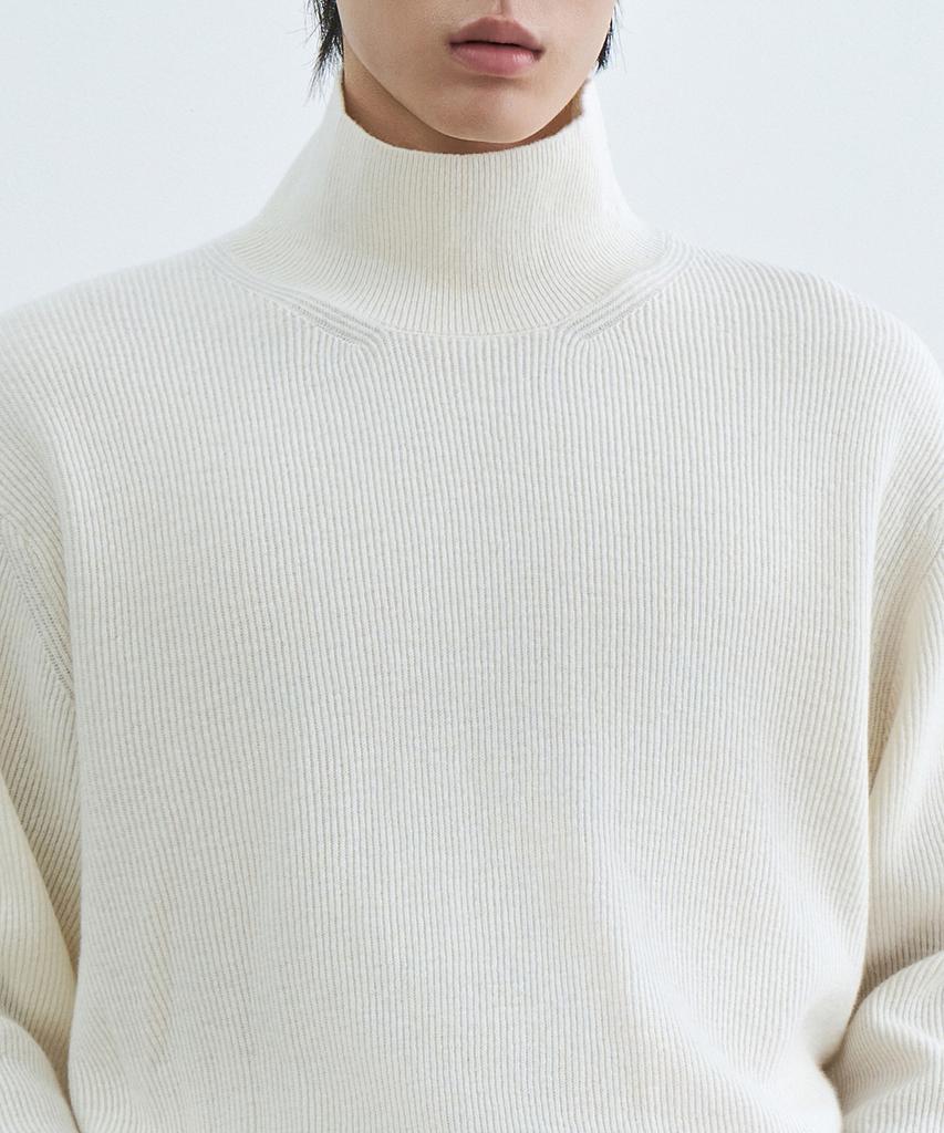 MUSINSA STANDARD [Victoria Wool] Minimal Ribbed Turtleneck Knit [Cream]
