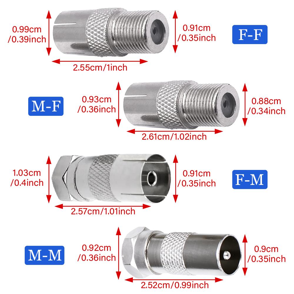 5 шт. F к ТВ Штекер/Гнездо Прямой РЧ Адаптер Разъем Коаксиальный Провод Клемма Никелированный Для Удлинителя ТВ-Антенны