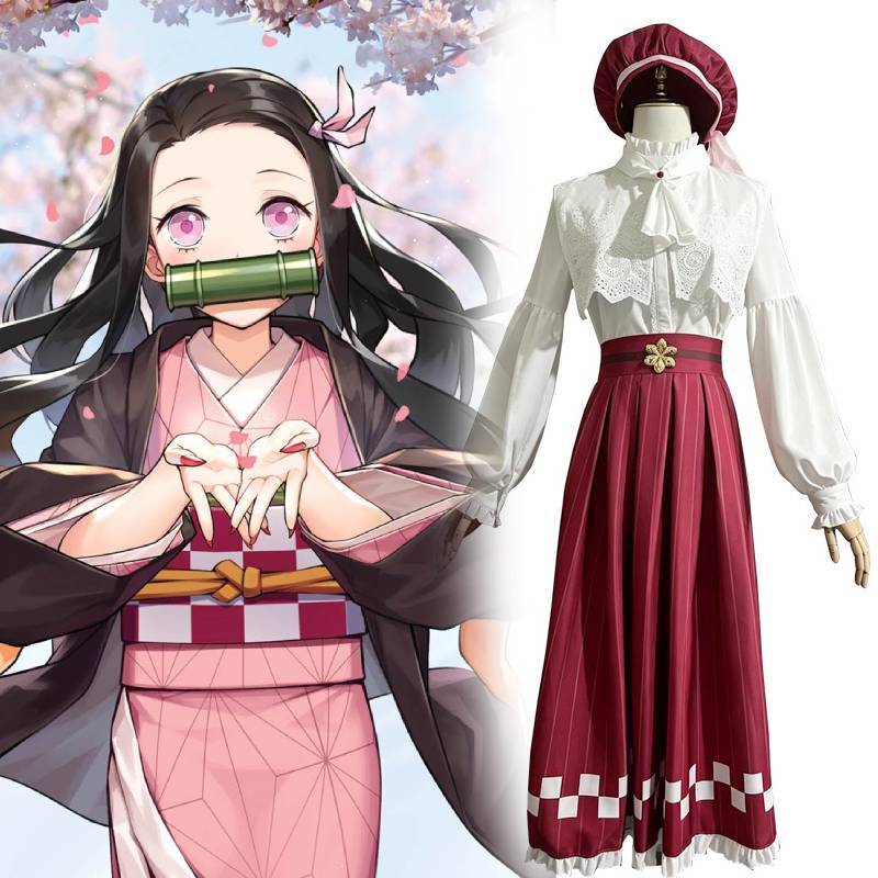 Косплей-костюм Камадо Незуко из аниме Клинок, рассекающий демонов (Kimetsu No Yaiba) - Полный комплект для аниме-конвенций и вечеринок