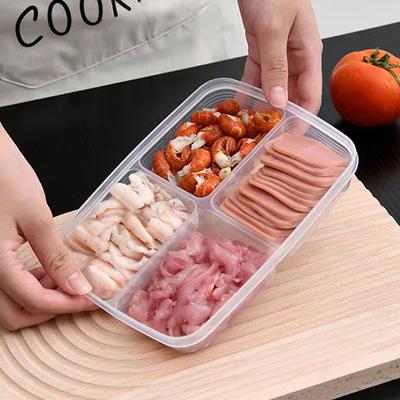 4 сетки, ящик для хранения продуктов питания, фруктов, портативное отделение, органайзеры для холодильника, морозильной камеры, упакованное мясо, лук, имбирь, прозрачный, хрустящий